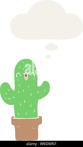 Cartoon Cactus With Thought Bubble In Retro Style Stock Vector Image 