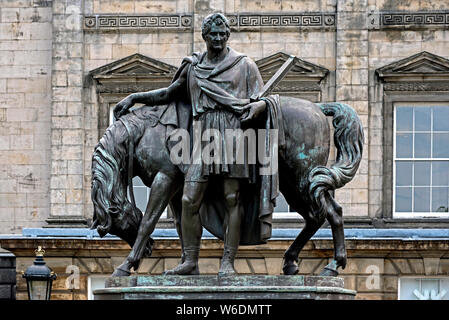 The controversial statue of John Hope, 4th Earl of Hopetoun, in front  of the historic RBS headquarters in St Andrew Square, Edinburgh. Stock Photo