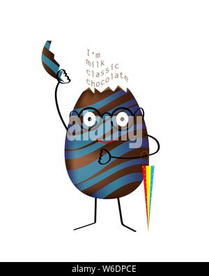 Chocolate egg in cartoon style. Vector illustration Stock Vector
