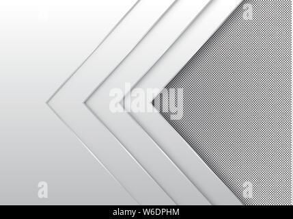 Abstract white arrow layer direction overlap with circle mesh pattern blank space design modern futuristic background vector illustration. Stock Vector