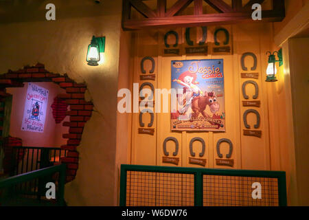 Interior view of the seventh themed land, Disney Pixar Toy Story Land, in the Shanghai Disneyland at the Shanghai Disney Resort in Pudong, Shanghai, C Stock Photo