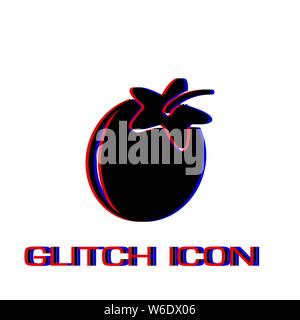 Plum icon flat. Simple pictogram - Glitch effect. Vector illustration symbol Stock Vector