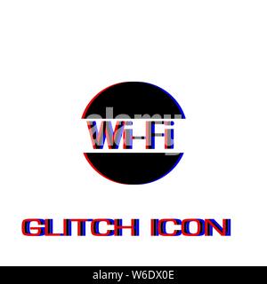 Wifi icon flat. Simple pictogram - Glitch effect. Vector illustration symbol Stock Vector