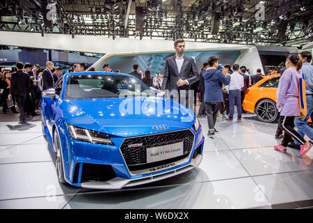 --FILE--An Audi TT RS Coupe is on display during the 15th China (Guangzhou) International Automobile Exhibition, also known as Auto Guangzhou 2017, in Stock Photo