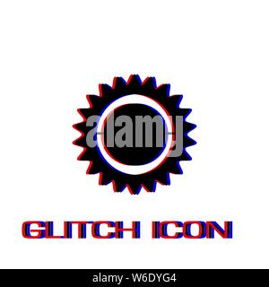 Bike chainring, chainwheel icon flat. Simple pictogram - Glitch effect. Vector illustration symbol Stock Vector