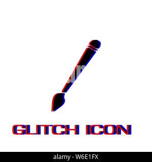 Art paint brush icon flat. Simple pictogram - Glitch effect. Vector illustration symbol Stock Vector