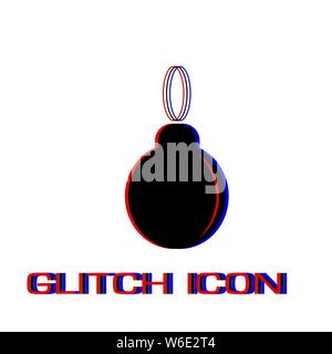 Christmas ball icon flat. Simple pictogram - Glitch effect. Vector illustration symbol Stock Vector