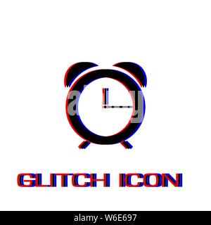 Clock icon flat. Simple pictogram - Glitch effect. Vector illustration symbol Stock Vector