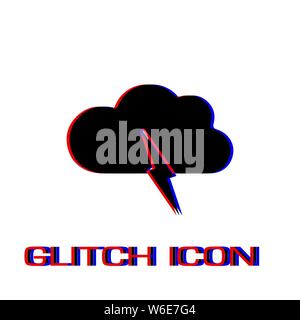 Storm icon flat. Simple pictogram - Glitch effect. Vector illustration symbol Stock Vector