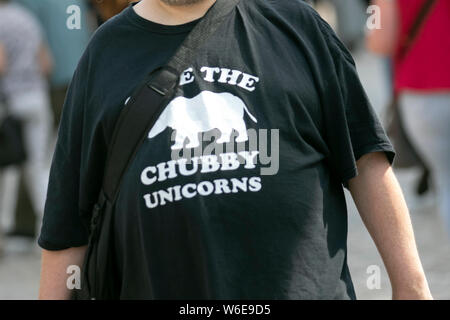 Blackpool, Lancashire, UK. 1st August,  2019.  Chubby Unicorns at the Rebellion Festival world's largest punk festival in Blackpool. At the beginning of August, Blackpool’s Winter Gardens plays host to a massive line up of punk bands for the 21st edition of Rebellion Festival attracting thousands of tourists to the resort.  Over 4 days every August in Blackpool, the very best in Punk gather for this social event of the year with 4 days of music across 6 stages with masses of bands. Stock Photo