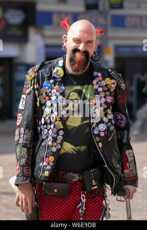 Blackpool, Lancashire, UK. 1st August,  2019.  Rebellion Festival world's largest punk festival in Blackpool. At the beginning of August, Blackpool’s Winter Gardens plays host to a massive line up of punk bands for the 21st edition of Rebellion Festival attracting thousands of tourists to the resort.  Over 4 days every August in Blackpool, the very best in Punk gather for this social event of the year with 4 days of music across 6 stages with masses of bands. Stock Photo