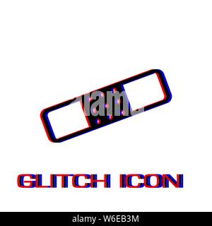 Plaster icon flat. Simple pictogram - Glitch effect. Vector illustration symbol Stock Vector