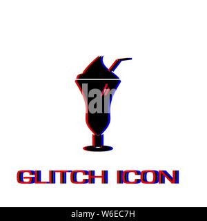 Cocktail icon flat. Simple pictogram - Glitch effect. Vector illustration symbol Stock Vector