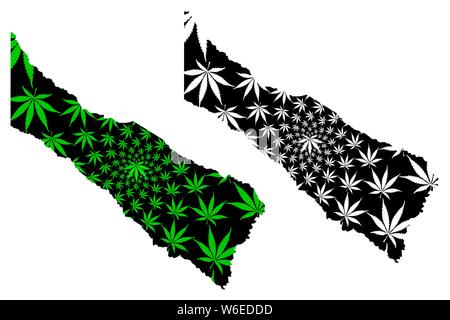 Formosa (Region of Argentina, Argentine Republic, Provinces of Argentina) map is designed cannabis leaf green and black, Formosa Province map made of Stock Vector