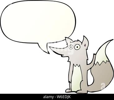 cartoon wolf with speech bubble in smooth gradient style Stock Vector