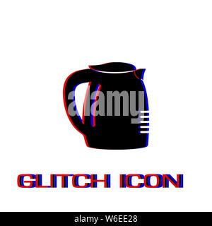 Coffee maker icon flat. Simple pictogram - Glitch effect. Vector illustration symbol Stock Vector
