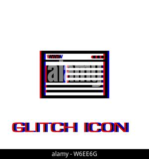 Browser icon flat. Simple pictogram - Glitch effect. Vector illustration symbol Stock Vector