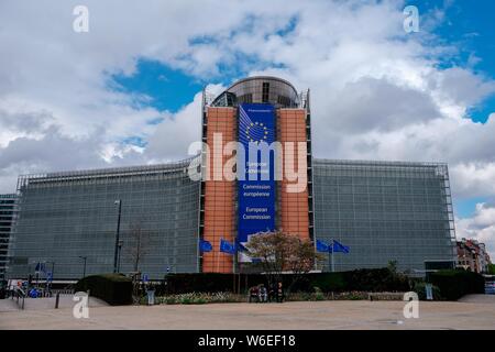 Beijing, China. 3rd Apr, 2019. Photo taken on April 3, 2019 shows the exterior view of the headquaters of the European Commission in Brussels, Belgium. Credit: Zhang Cheng/Xinhua/Alamy Live News Stock Photo