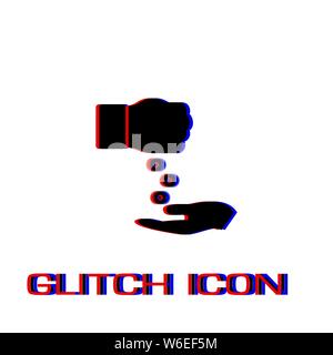 Bribe icon flat. Simple pictogram - Glitch effect. Vector illustration symbol Stock Vector