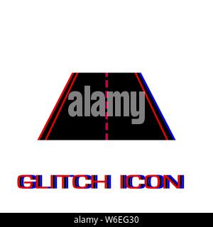 Highway icon flat. Simple pictogram - Glitch effect. Vector illustration symbol Stock Vector