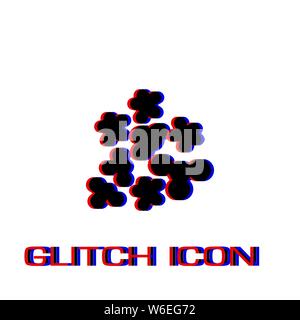 Popcorn icon flat. Simple pictogram - Glitch effect. Vector illustration symbol Stock Vector