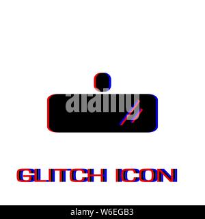 Rearview mirror icon flat. Simple pictogram - Glitch effect. Vector illustration symbol Stock Vector