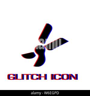 Secateurs, garden scissors icon flat. Simple pictogram - Glitch effect. Vector illustration symbol Stock Vector