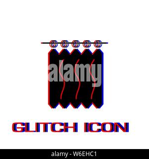Curtains icon flat. Simple pictogram - Glitch effect. Vector illustration symbol Stock Vector