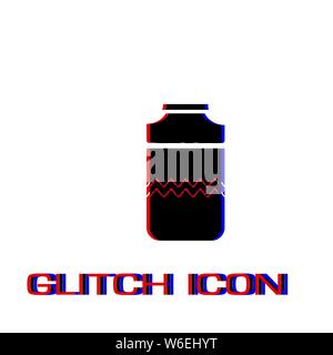 Plastic bottle icon flat. Simple pictogram - Glitch effect. Vector illustration symbol Stock Vector
