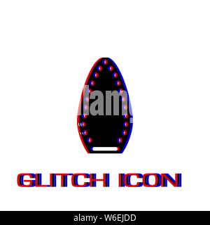 Steam iron icon flat. Simple pictogram - Glitch effect. Vector illustration symbol Stock Vector