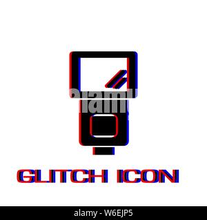 Flush bulb icon flat. Simple pictogram - Glitch effect. Vector illustration symbol Stock Vector
