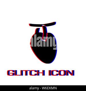 Heart icon flat. Simple pictogram - Glitch effect. Vector illustration symbol Stock Vector