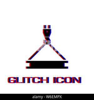 Crane icon flat. Simple pictogram - Glitch effect. Vector illustration symbol Stock Vector