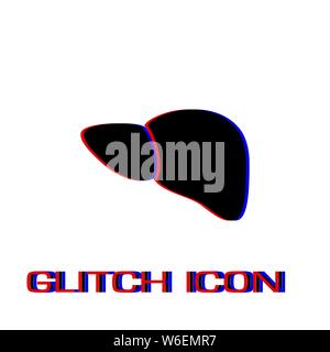 Liver icon flat. Simple pictogram - Glitch effect. Vector illustration symbol Stock Vector