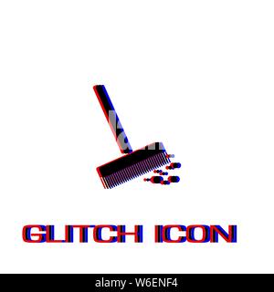 Mop bucket icon flat. Simple pictogram - Glitch effect. Vector illustration symbol Stock Vector