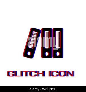 Folders icon flat. Simple pictogram - Glitch effect. Vector illustration symbol Stock Vector