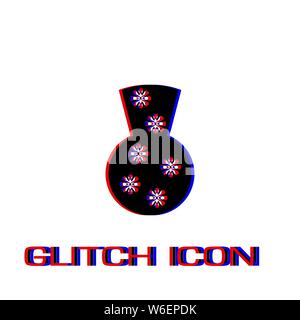 Pottery Vase icon flat. Simple pictogram - Glitch effect. Vector illustration symbol Stock Vector