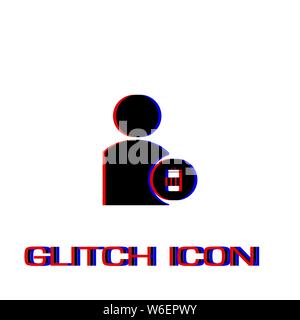 Remove contact icon flat. Simple pictogram - Glitch effect. Vector illustration symbol Stock Vector