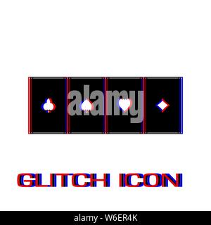 Poker icon flat. Simple pictogram - Glitch effect. Vector illustration symbol Stock Vector