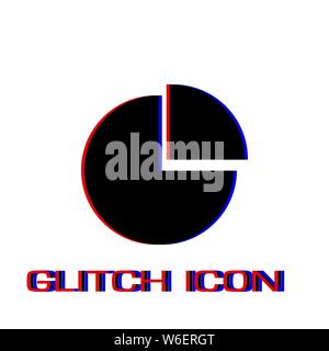 Pie Chart icon flat. Simple pictogram - Glitch effect. Vector illustration symbol Stock Vector