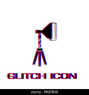 Studio lighting icon flat. Simple pictogram - Glitch effect. Vector illustration symbol Stock Vector