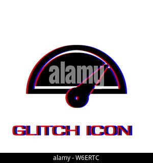 Speed icon flat. Simple pictogram - Glitch effect. Vector illustration symbol Stock Vector