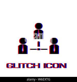 Social network icon flat. Simple pictogram - Glitch effect. Vector illustration symbol Stock Vector