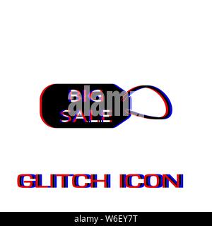 Big sale taf icon flat. Simple pictogram - Glitch effect. Vector illustration symbol Stock Vector