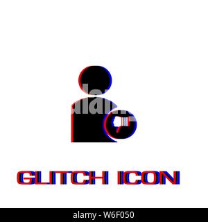 Dislike avatar icon flat. Simple pictogram - Glitch effect. Vector illustration symbol Stock Vector