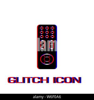Remote control icon flat. Simple pictogram - Glitch effect. Vector illustration symbol Stock Vector