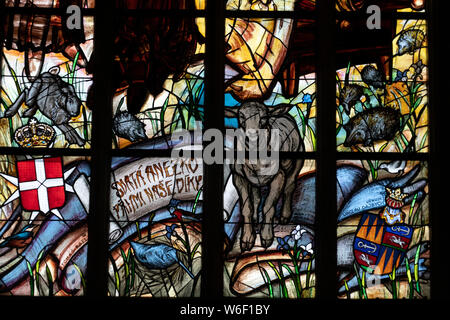 window glass mucha liberty style of kutna hora dome saint barbara church czech republic Stock Photo