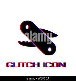 Multitool icon flat. Simple pictogram - Glitch effect. Vector illustration symbol Stock Vector