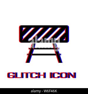 Road barrier icon flat. Simple pictogram - Glitch effect. Vector illustration symbol Stock Vector