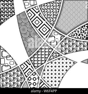 Set of different black and white zentangle square patterns Stock Vector